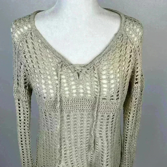 Love on a Hanger Cream Mesh Top/Cover Up Size L - Picture 2 of 9